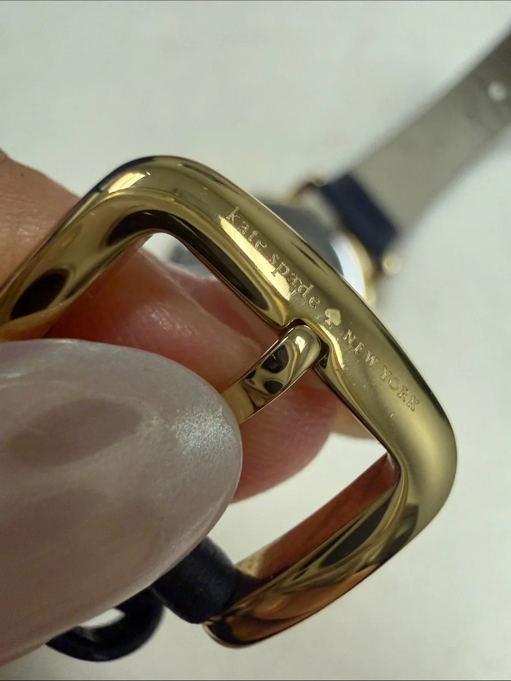 kate spade Gold-Tone Sagittarius Watch with Black Strap and Mother-of-Pearl Dial